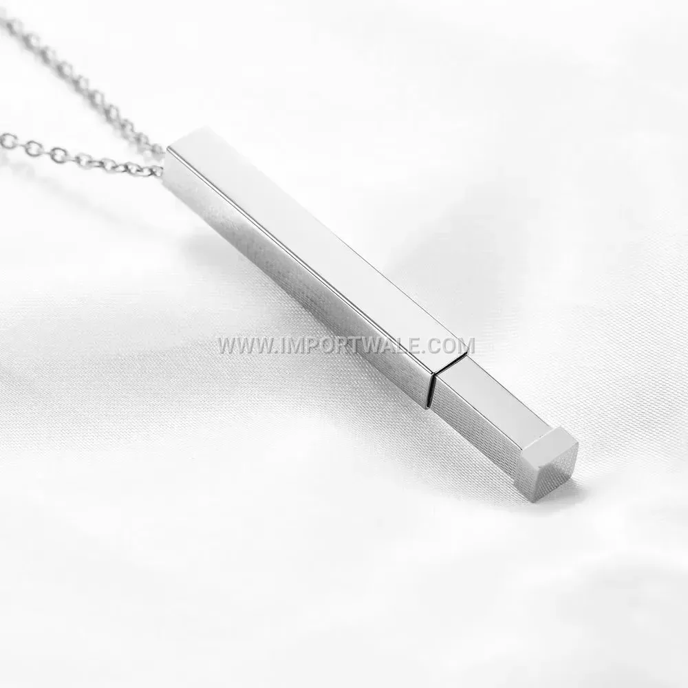 Minimalist Stainless Steel Vertical Bar Pendant Necklace