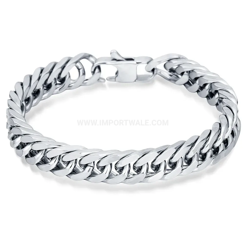 Sleek Stainless Steel Cuban Chain Bracelet with Square Box Clasp