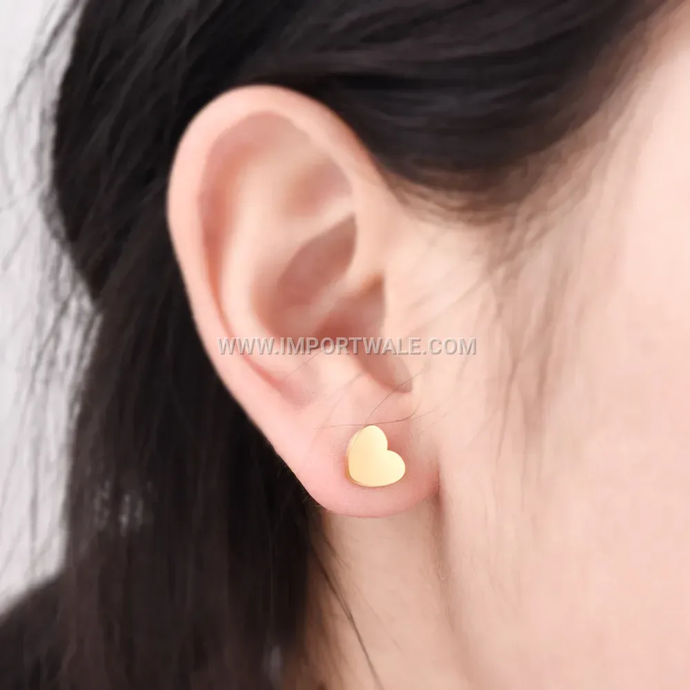 Polished Heart Stainless Steel Stud Earrings