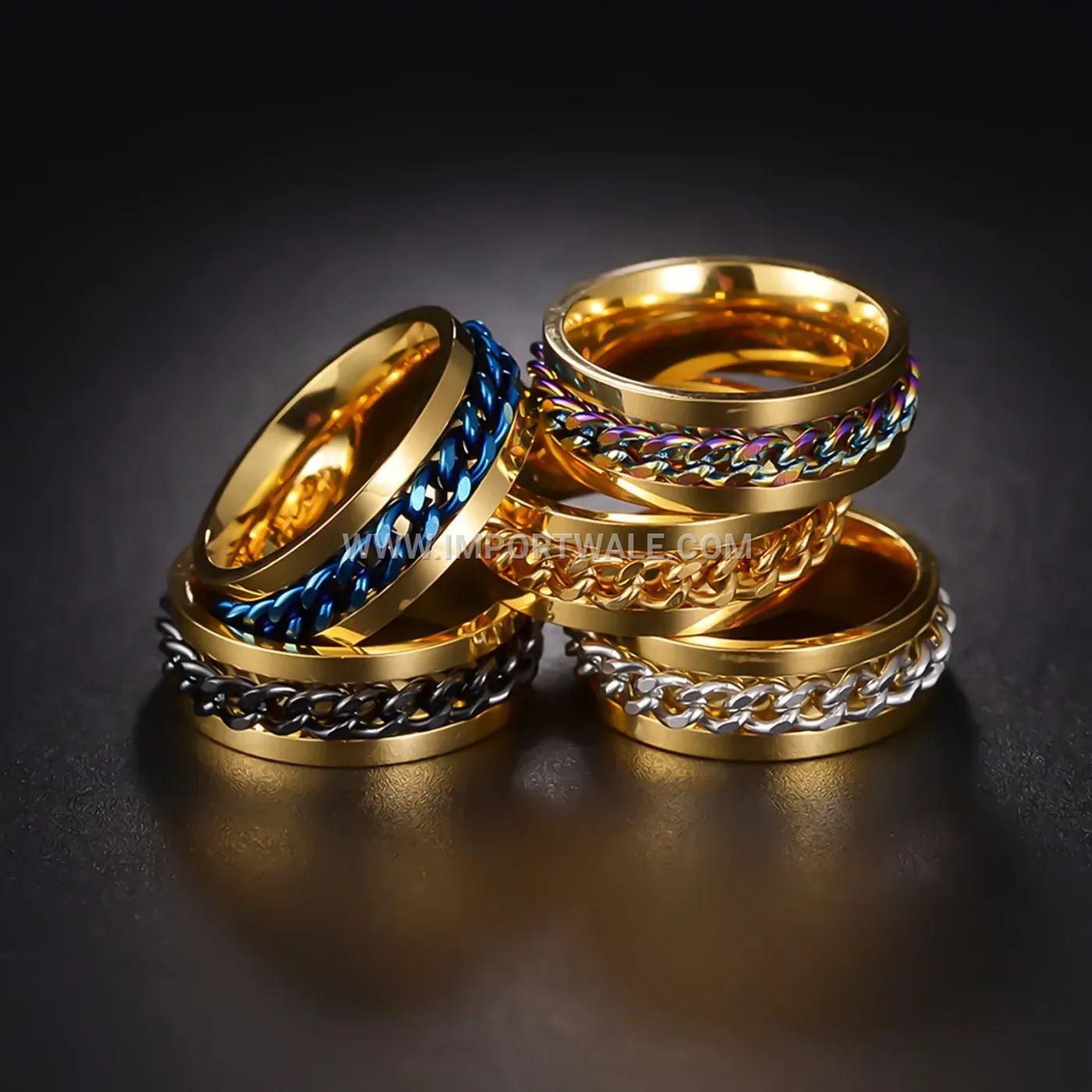 Rotating Stainless Steel Chain Ring for Men and Women