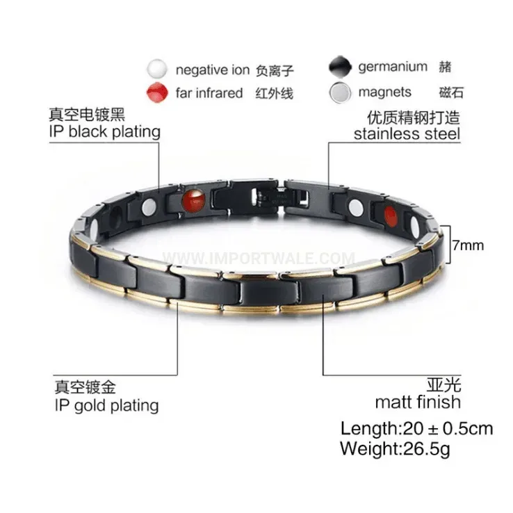 Fashion Geometric Stainless Steel 4-in-1 Bio Magnetic Link Bracelet