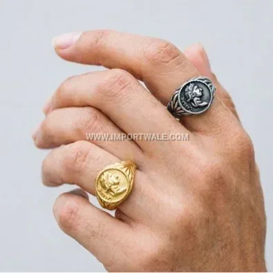 Vintage Caesar Coin Stainless Steel Portrait Signet Ring