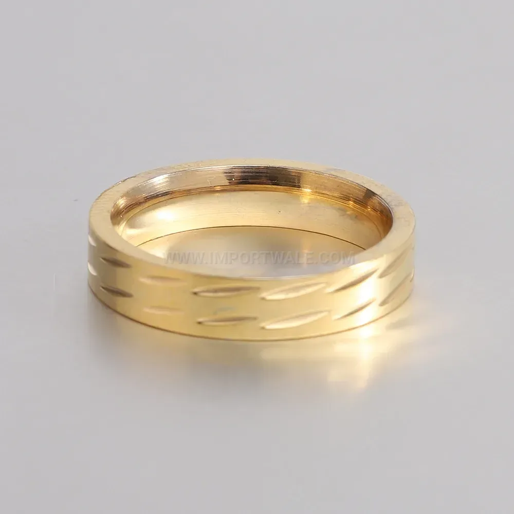 Stylish Wave Textured 18K Gold Plated Stainless Steel Ring