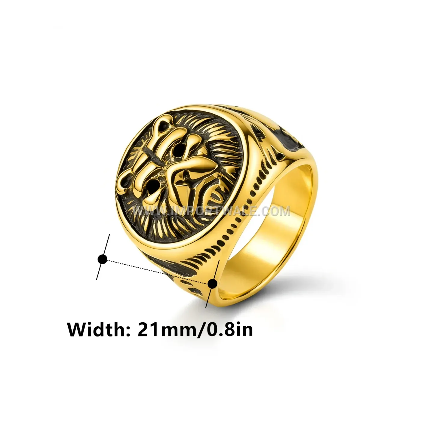 Sculpted Vintage Lion Head Stainless Steel Statement Ring for Men