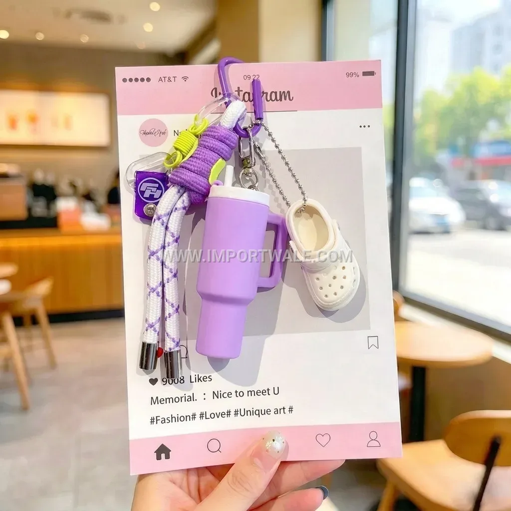 Sporty Water Bottle and Clog PVC Keychain Creative Key chains