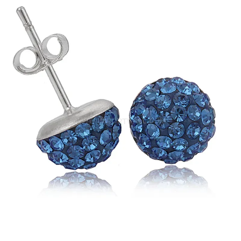 Classic Sparkling Half-Circle Czech Crystal Stainless Steel Stud Earrings