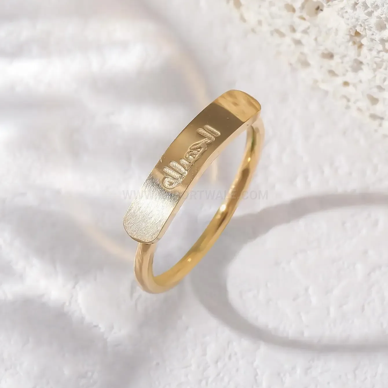Premium Stainless Steel Alhamdulillah Bar Engraved Calligraphy Ring