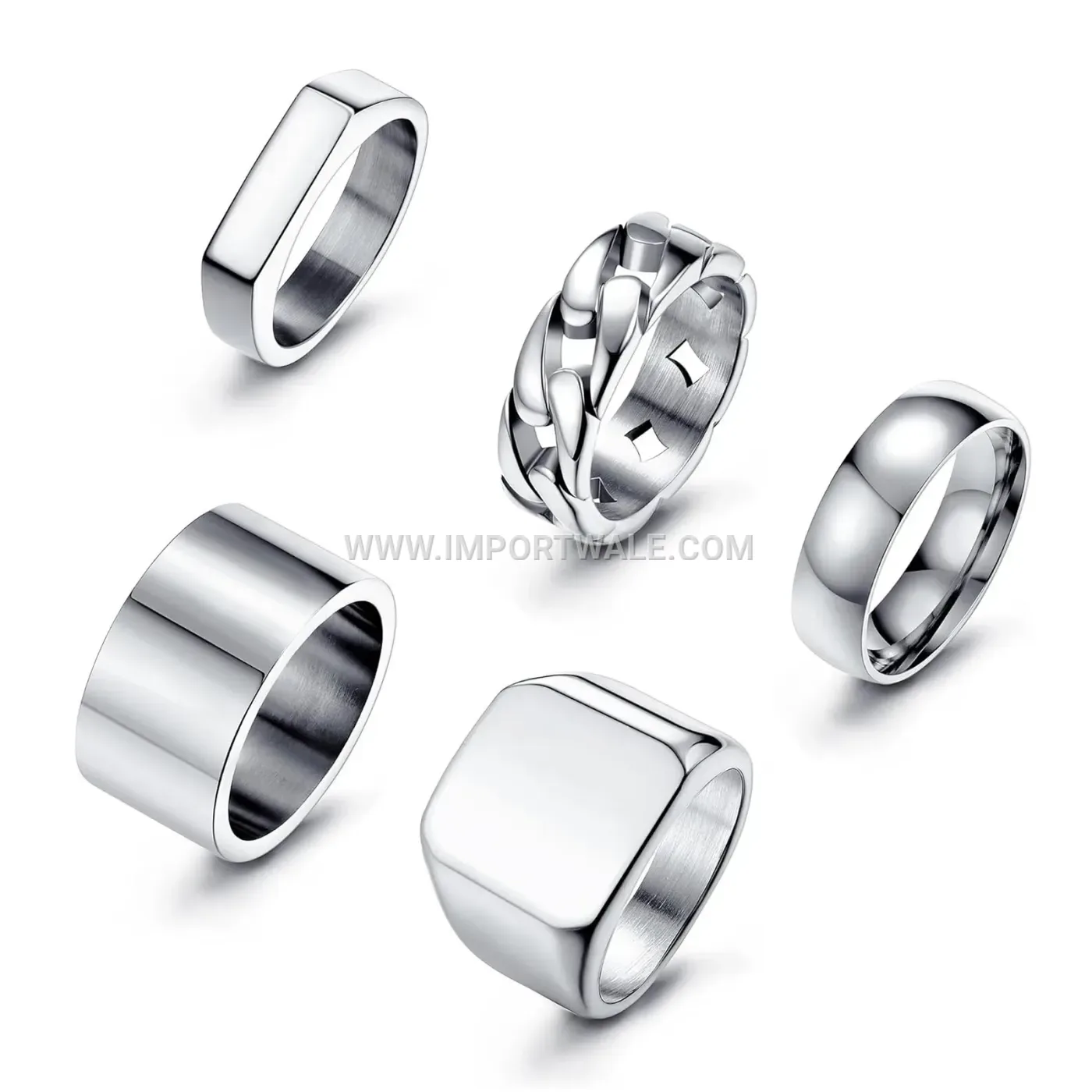 Stainless Steel Stackable Signet Ring Set