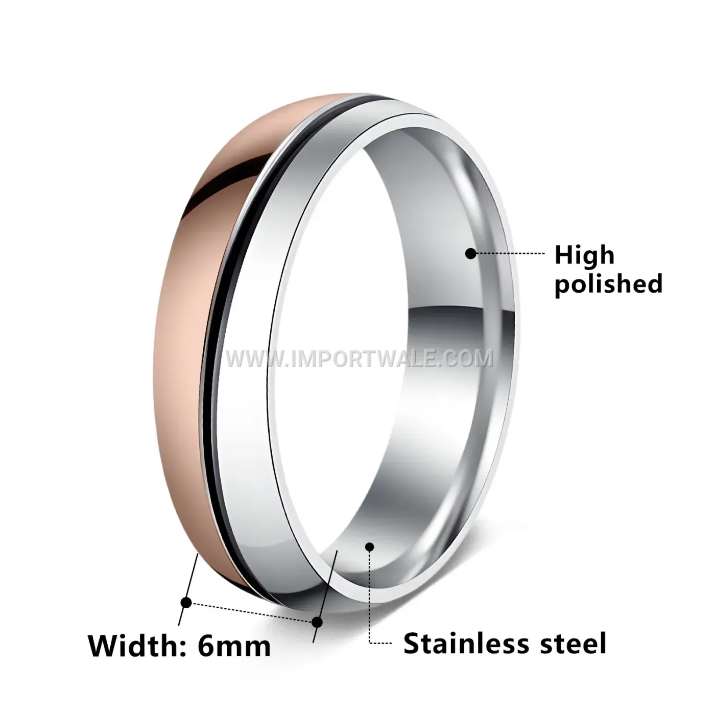 Stainless Steel Diagonal Line Electroplated Couple Ring Set