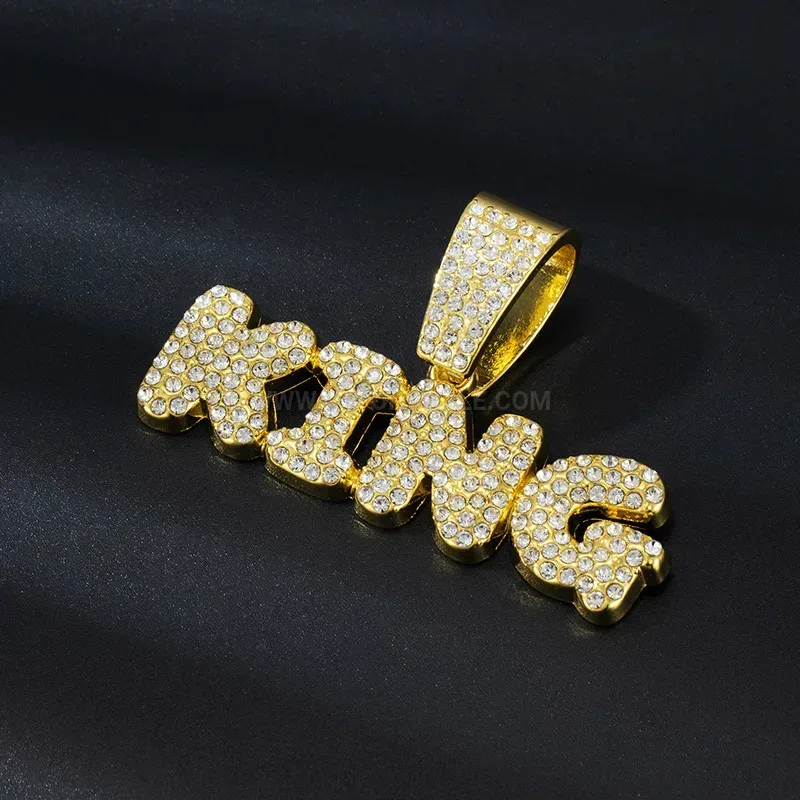 Iced Out King Letter Alloy Hip Hop Pendant