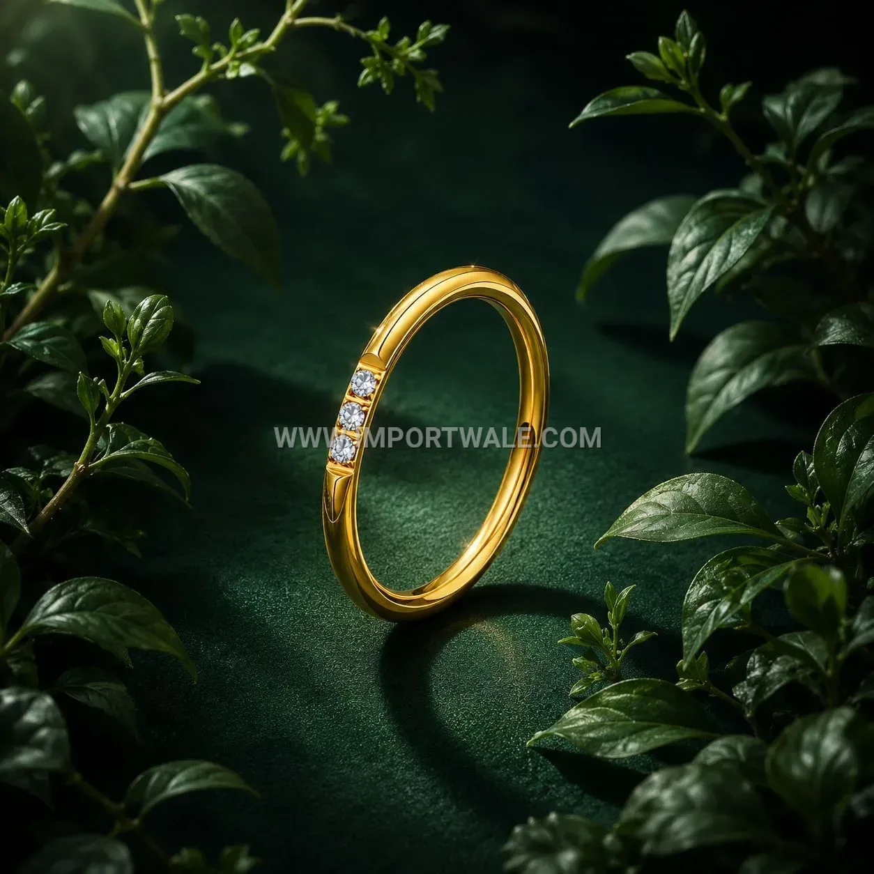Slim Stainless Steel Three-Stone Band Ring