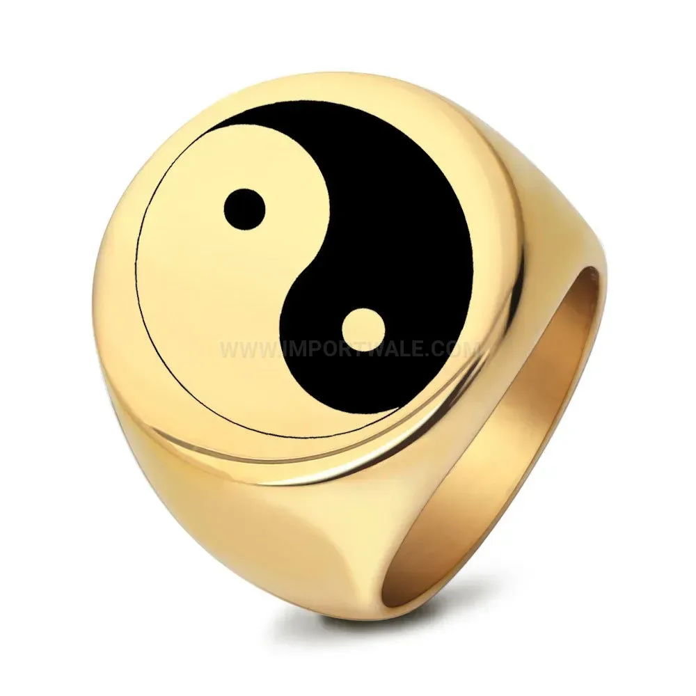 Stylish Yin Yang Tai Chi Round Stainless Steel Ring