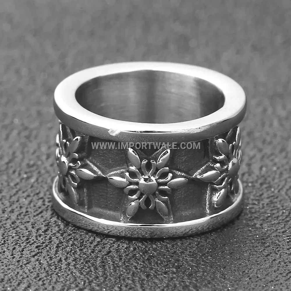 Retro Stainless Steel Hexagram Star Band Ring