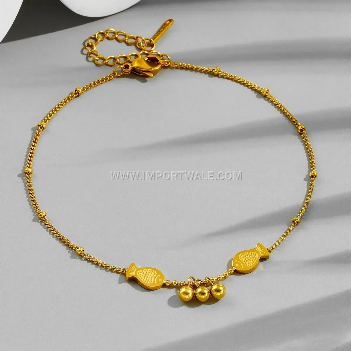 Gold Plated Titanium Steel Pisces Pendant Anklet