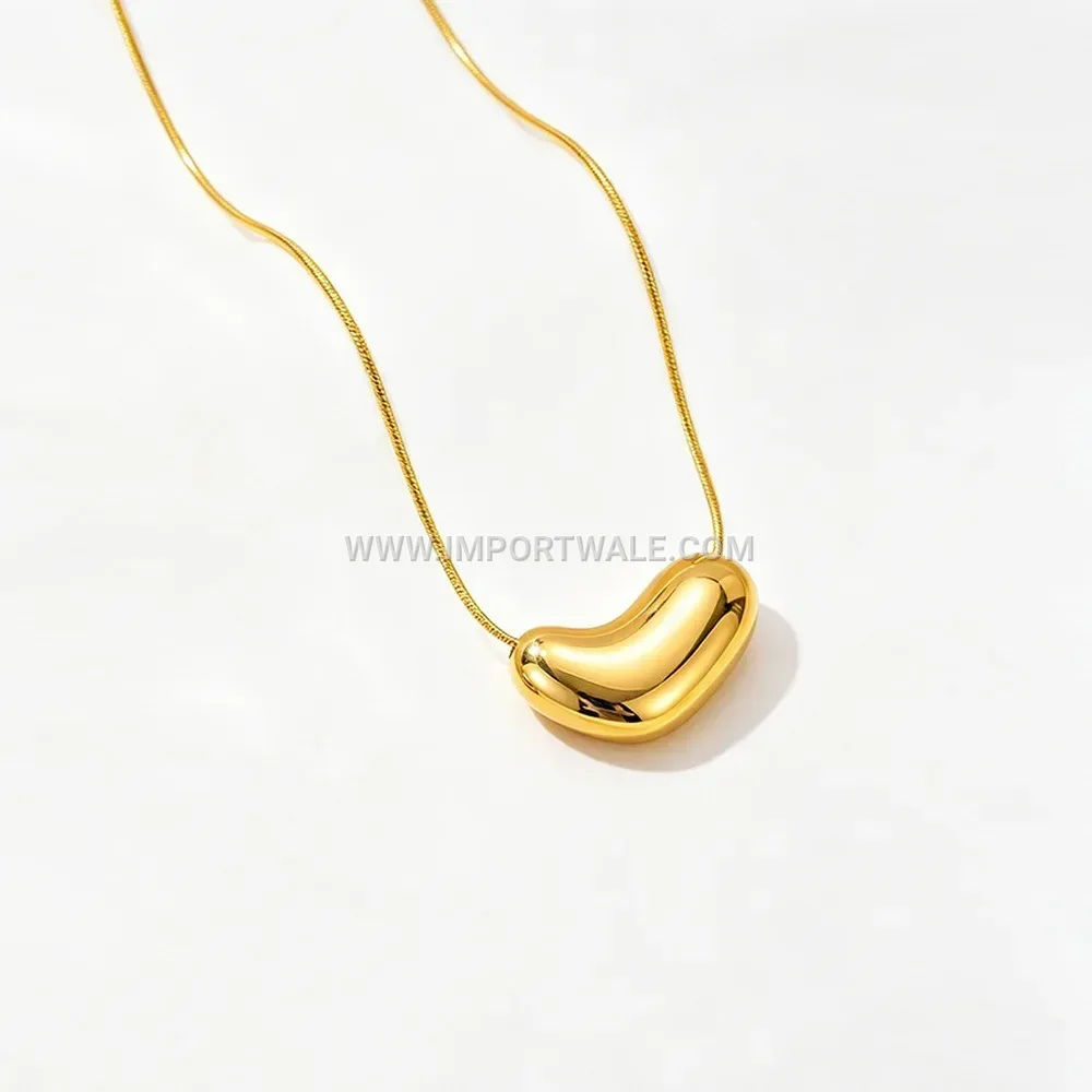 Heart Water Drop Stainless Steel Pendant Snake Chain Necklace