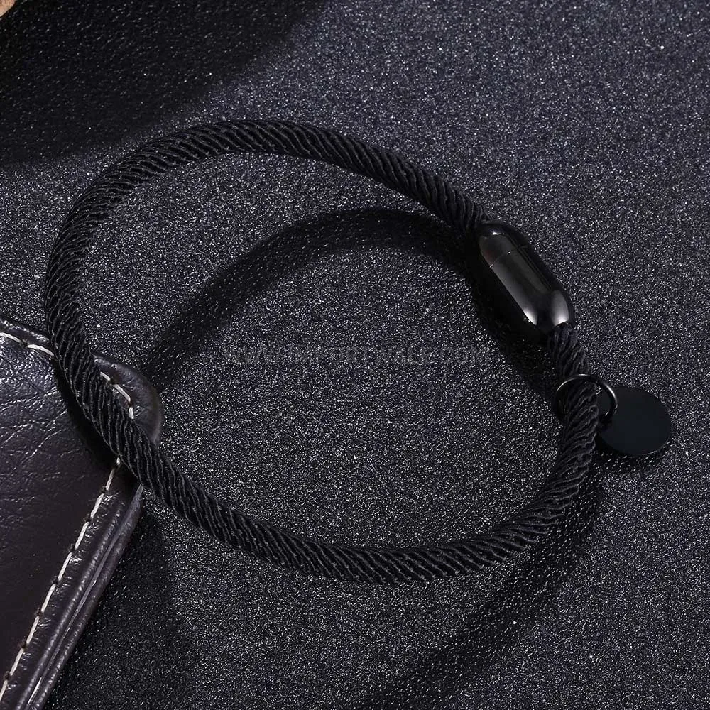 Single-Strand Leather Stainless Steel Magnetic Clasp Bracelet