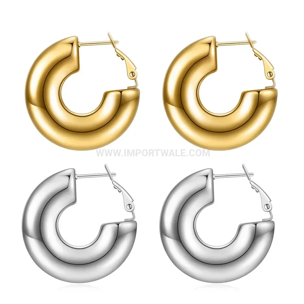 Chic U-Shaped Solid Bead Stainless Steel Earrings