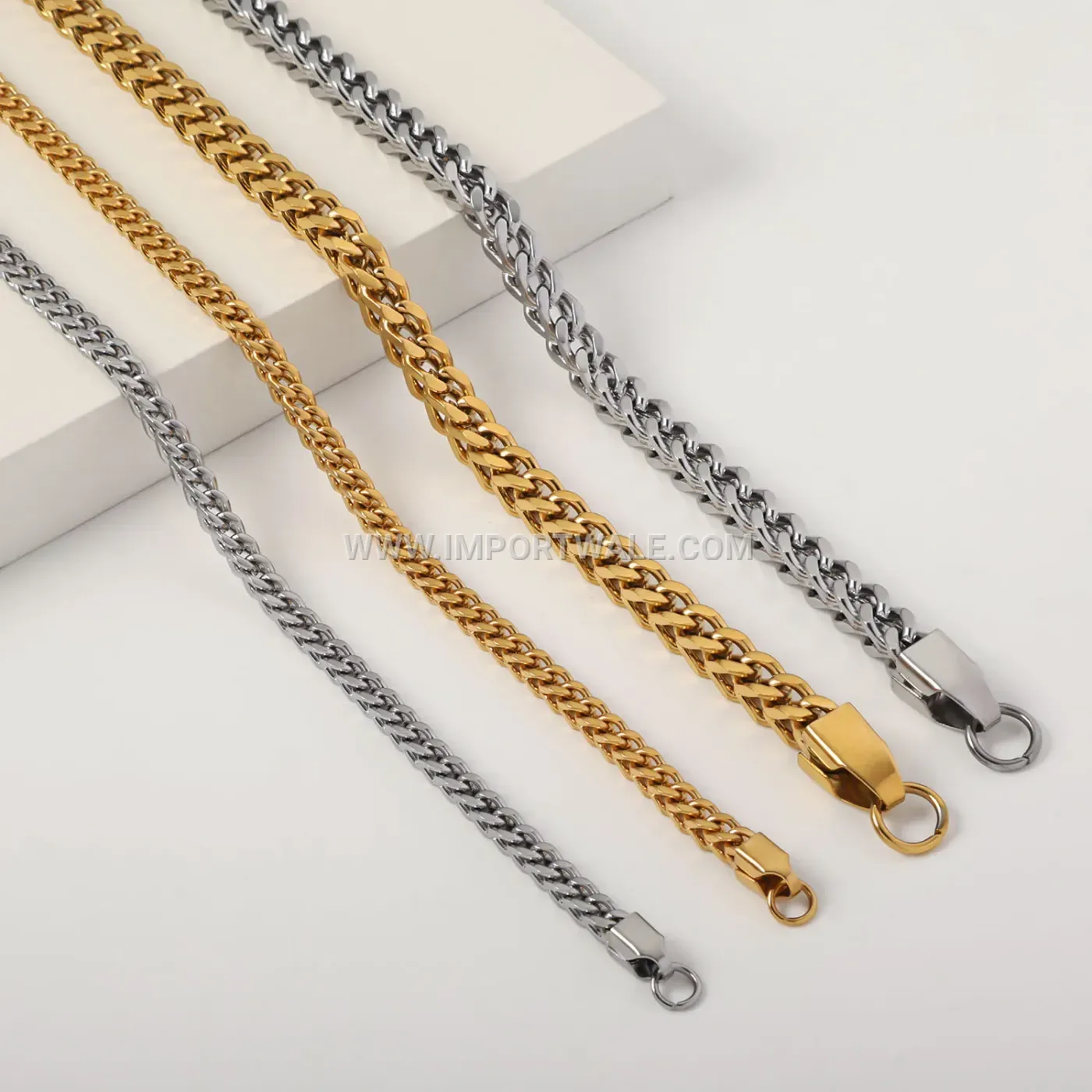 Gold Plated Mirror Polished Stainless Steel Franco Chain Necklace