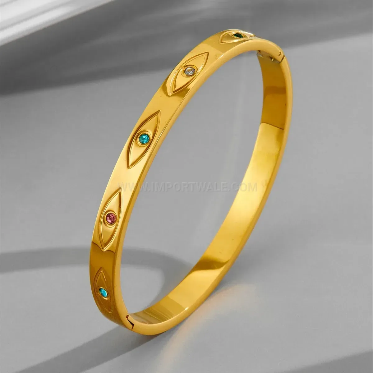 Elegant Titanium Steel Evil Eye Bangle Bracelet