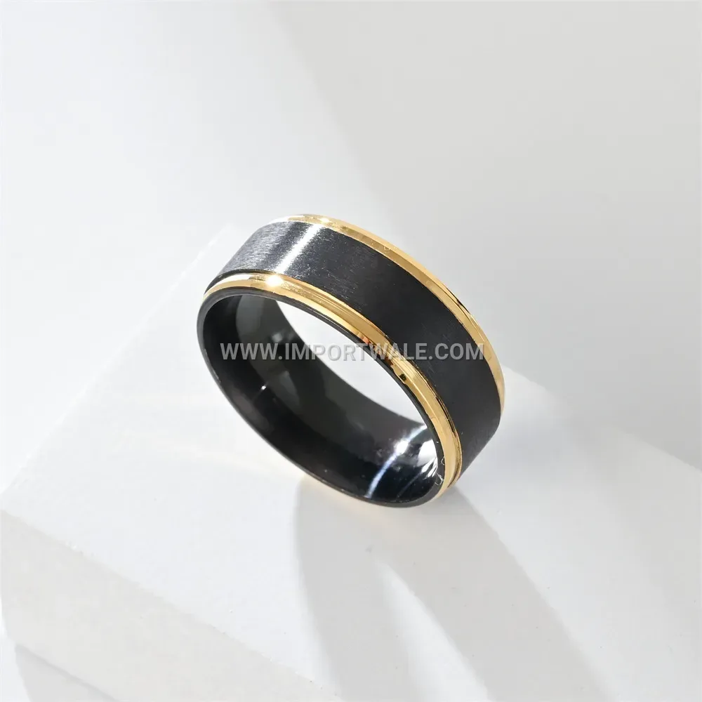 Two-Tone Beveled Edge Stainless Steel Band Ring