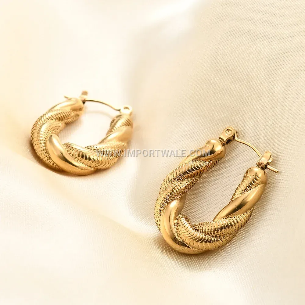 Double Layer Twisted Snake Chain Stainless Steel Earrings