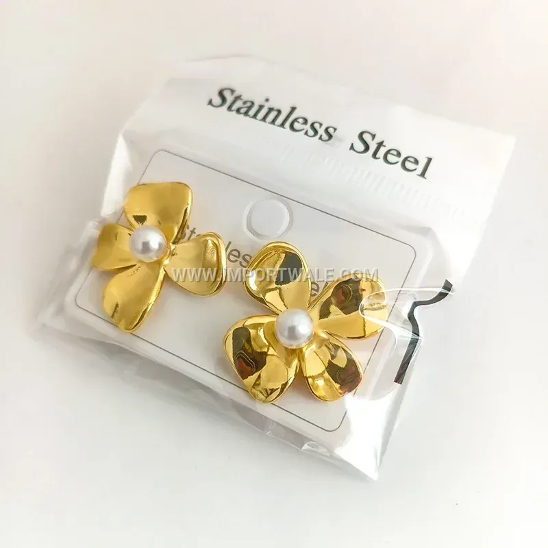 Gold Plated Stainless Steel Heart Stud Earrings