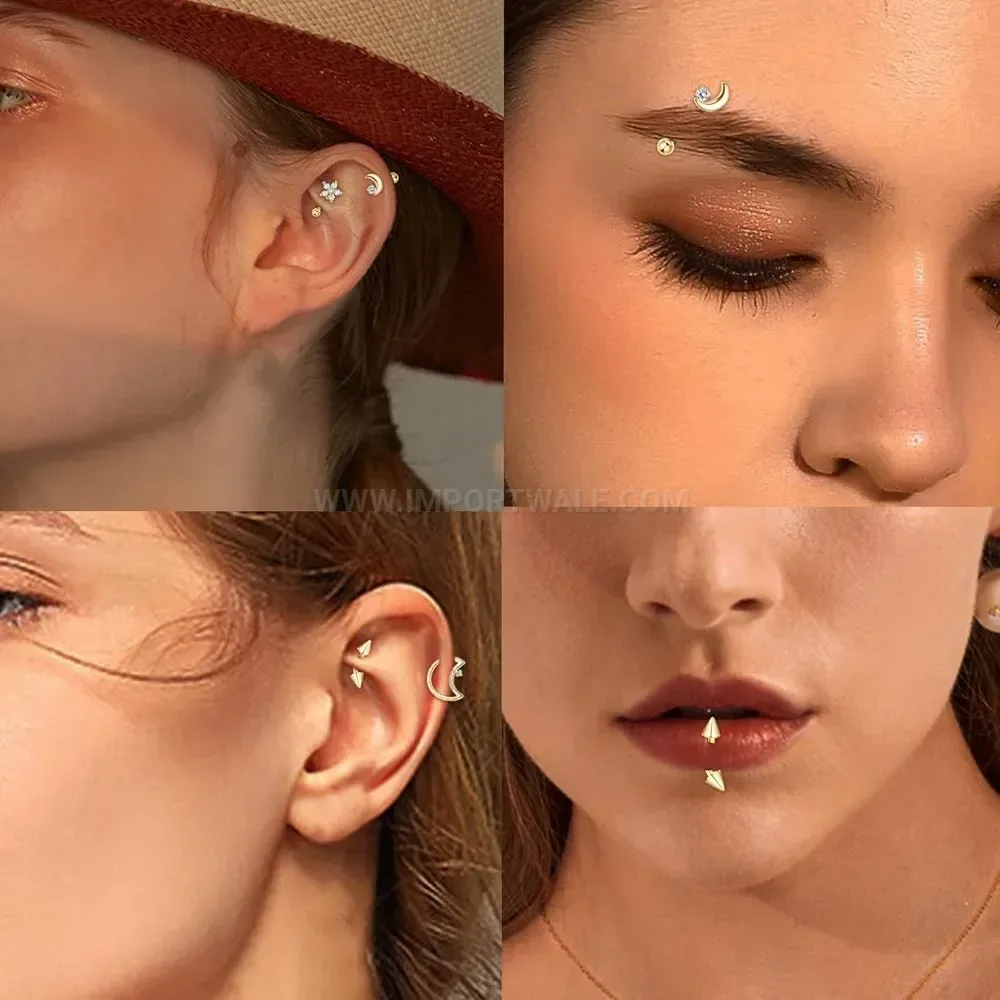 Fashion Versatile Stainless Steel Geometric Body Piercing Jewelry Set