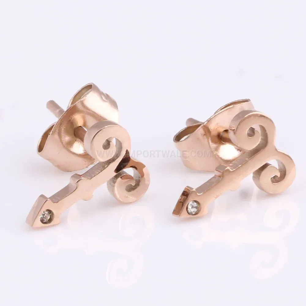 Stylish Sparkling Rhinestone Ram Horn Stainless Steel Stud Earrings