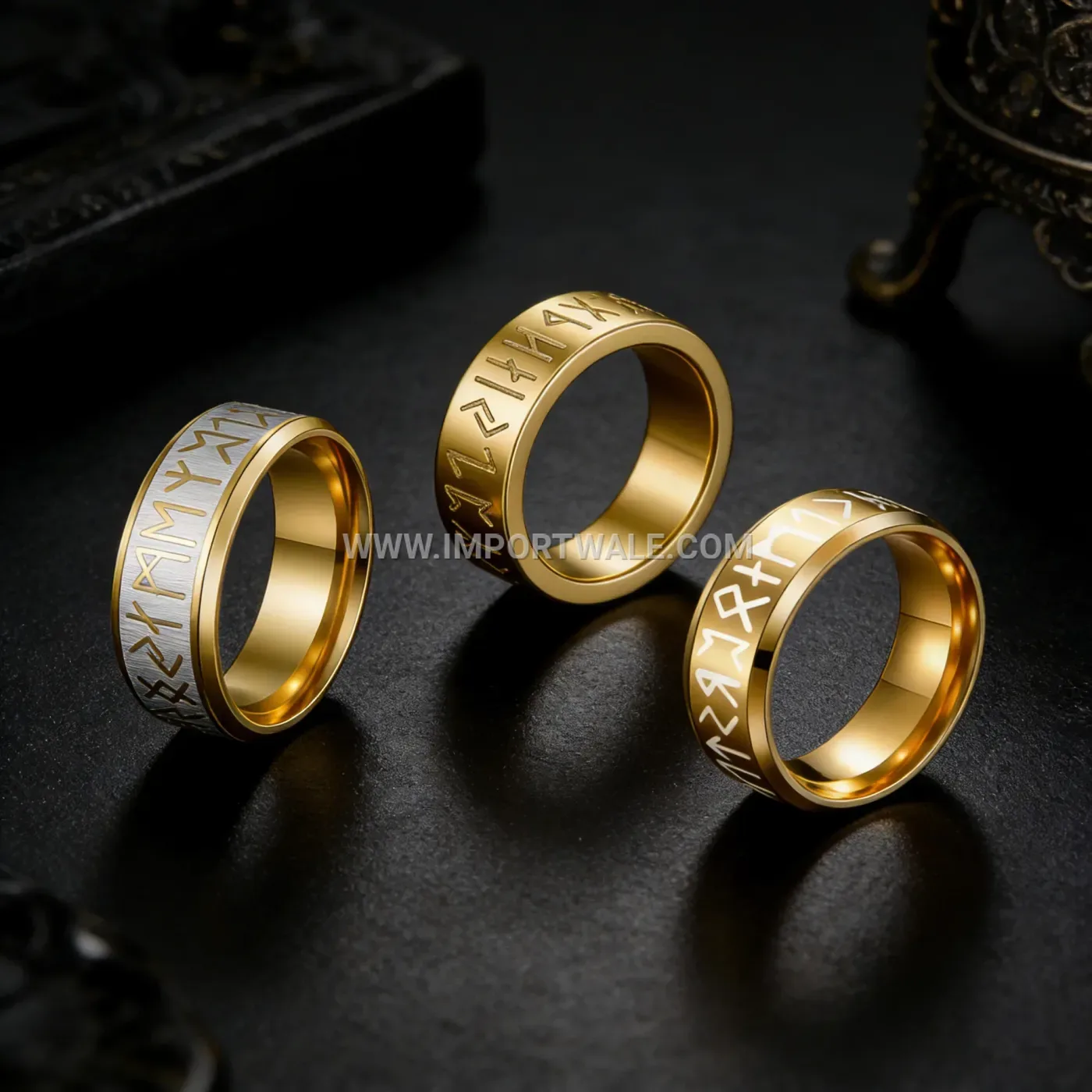 Viking Rune Geometric Stainless Steel Ring Set