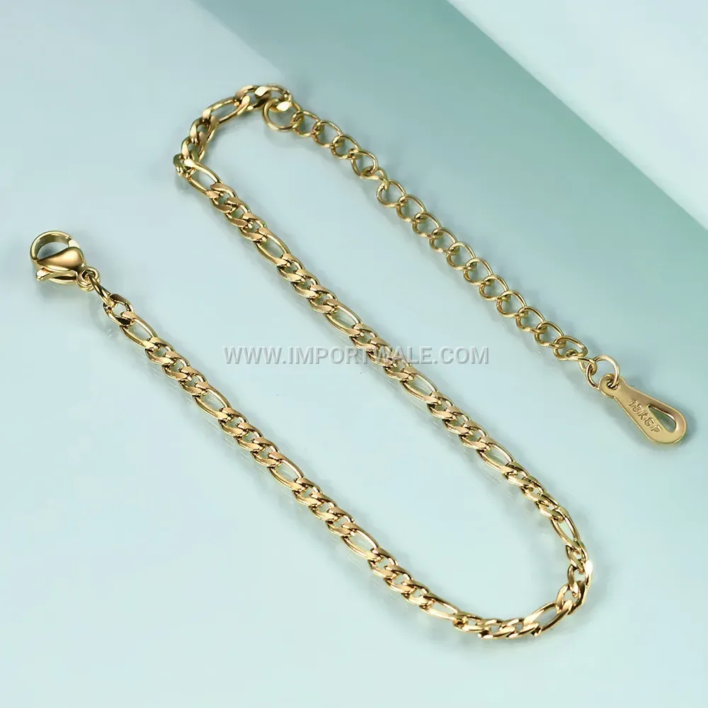 Station Figaro Chain Stainless Steel Link Bracelet