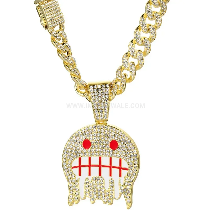 Smiley Face Iced Out Alloy Hip Hop Pendant
