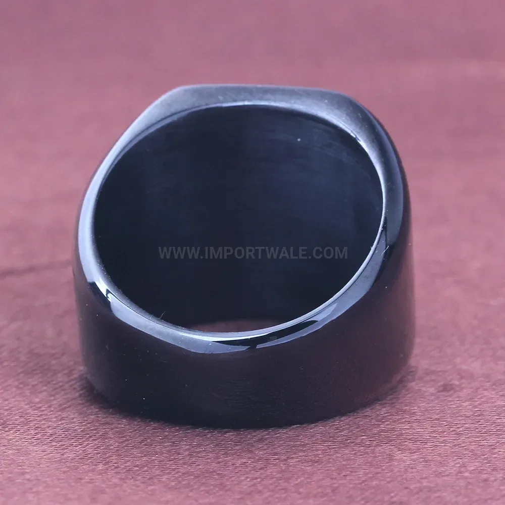 Designer Engraved Stainless Steel Alphabet Signet Ring