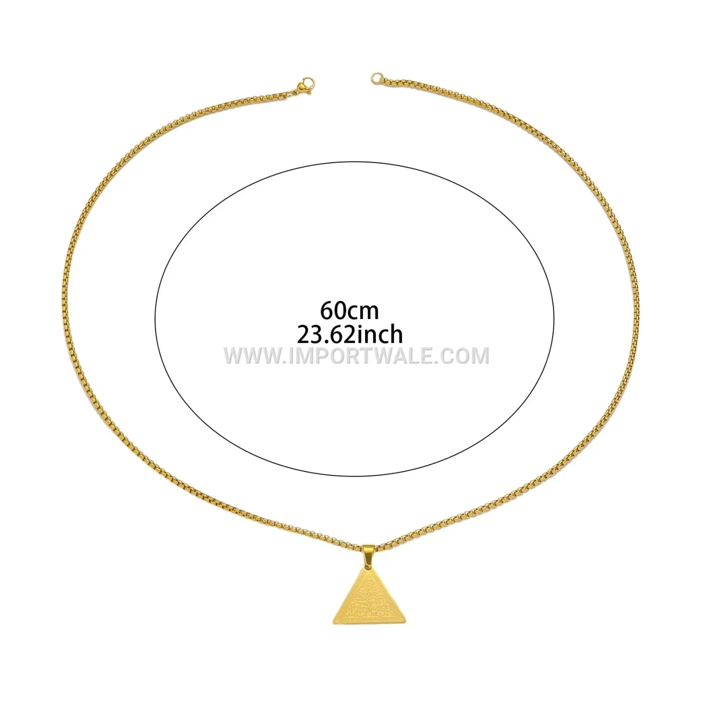 Triangle Stainless Steel Islamic Inscription Quran Pendant Necklace