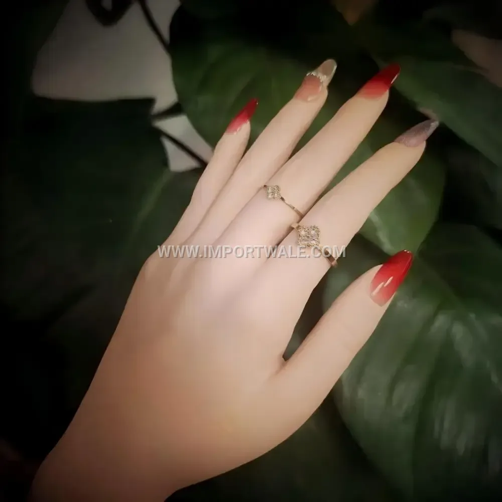 Floral Stainless Steel Zircon Engagement Ring