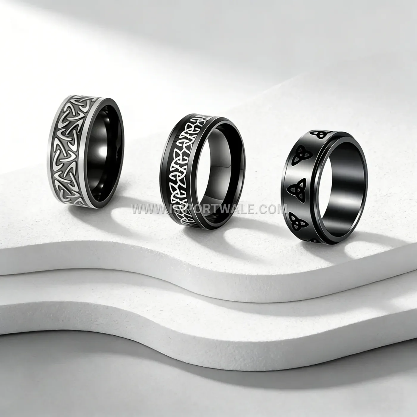 Viking Rune Celtic Knot Stainless Steel Spinner Ring