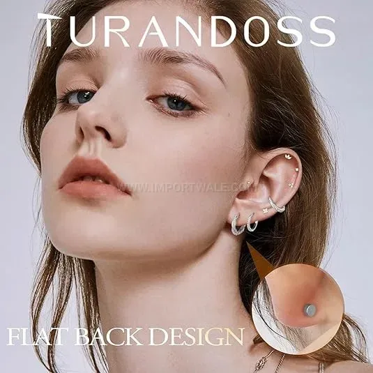 Bold French Floral Rhinestone Stainless Steel Piercing Stud Set