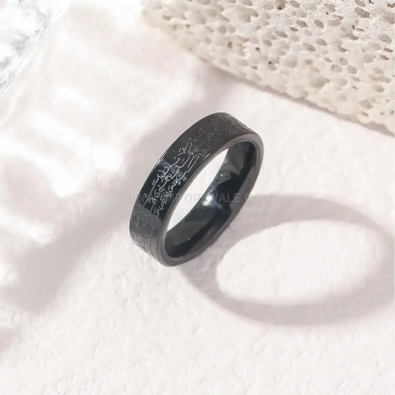 Trendy Stainless Steel Ayatul Kursi Arabic Calligraphy Script Ring