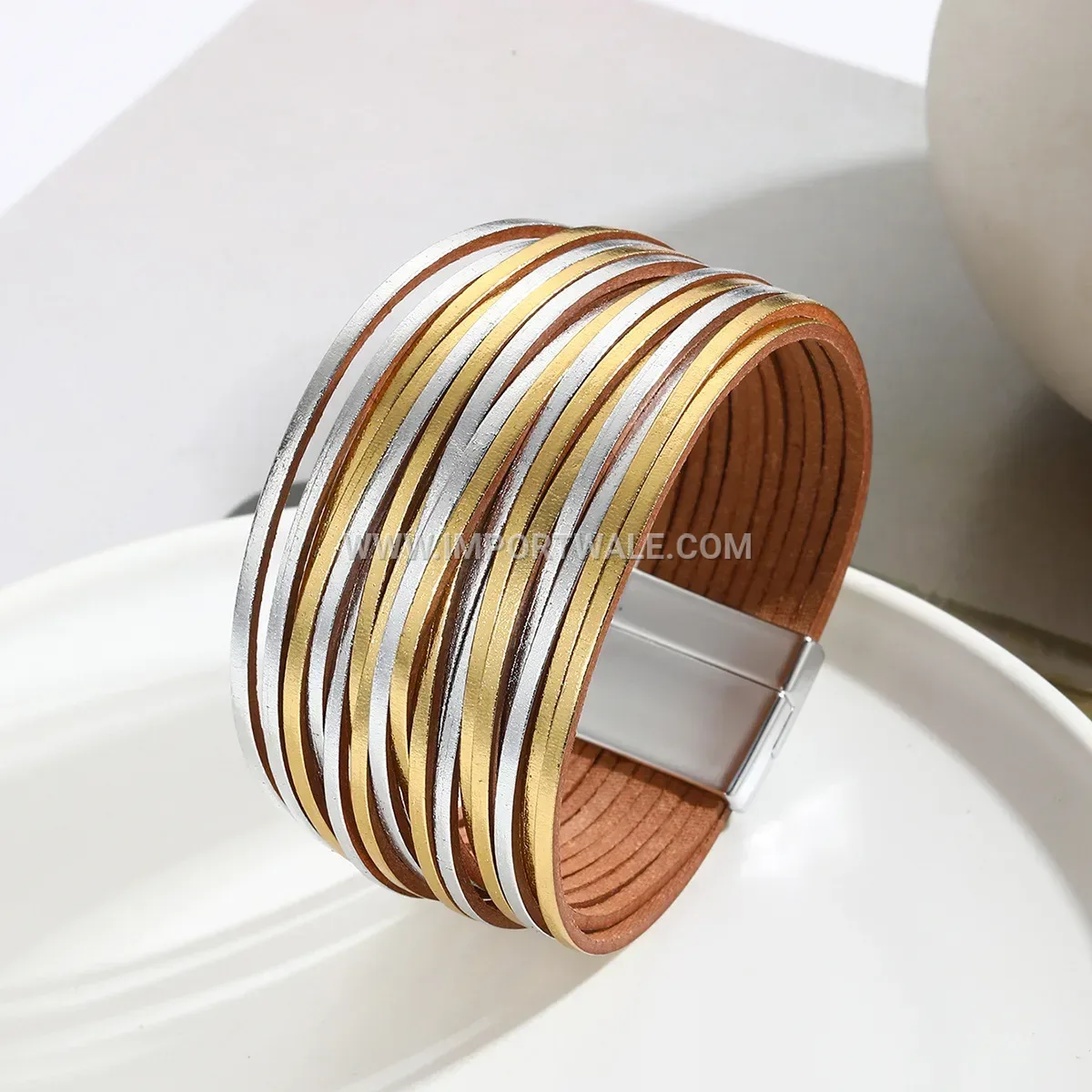 Multi-Strand Gradient PU Leather Magnetic Clasp Bracelet