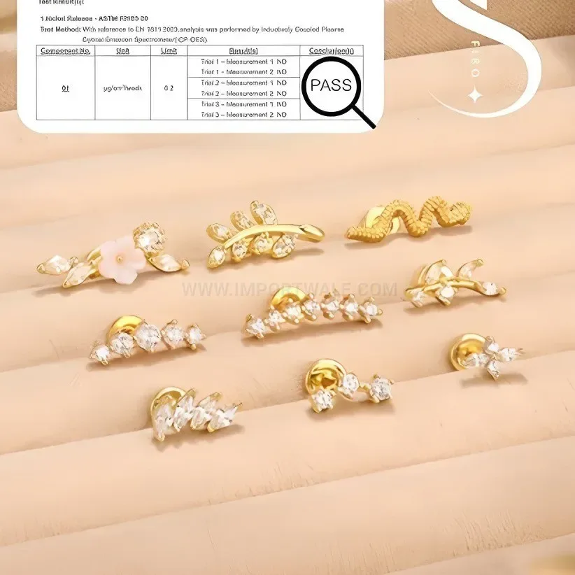 Modern Green Zircon Gold Plated Geometric Stud Earring Set
