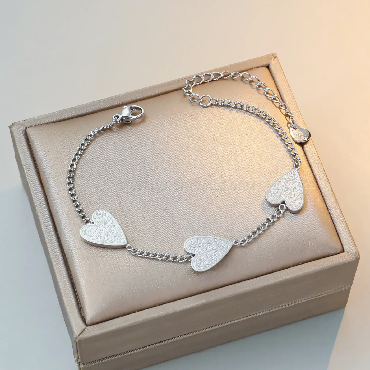 18K Gold Plated Stainless Steel Heart Arabic Calligraphy Bracelet