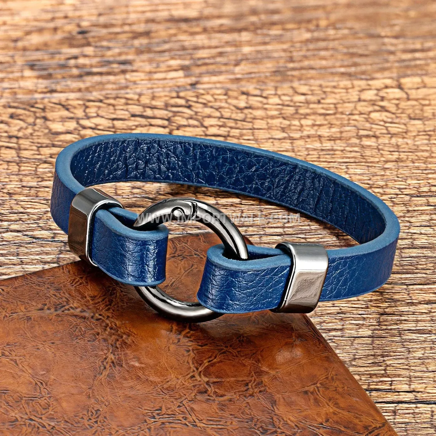 Woven Leather Bracelet with Sleek Metallic Magnetic Fastener