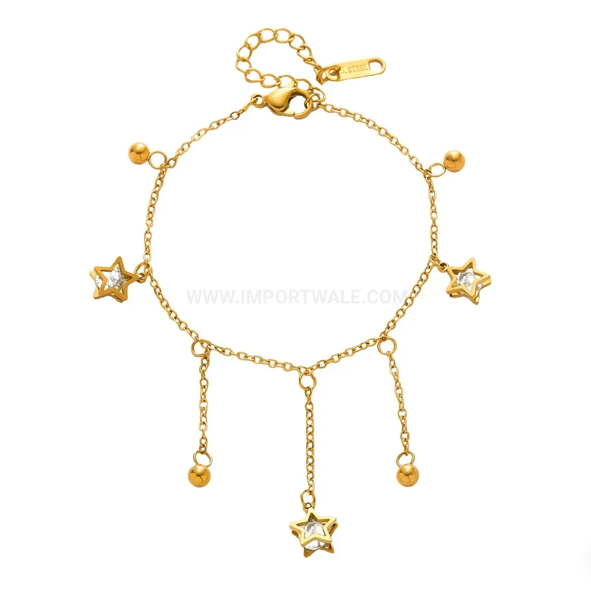 Delicate Stainless Steel Star Tassel Chain Bracelet
