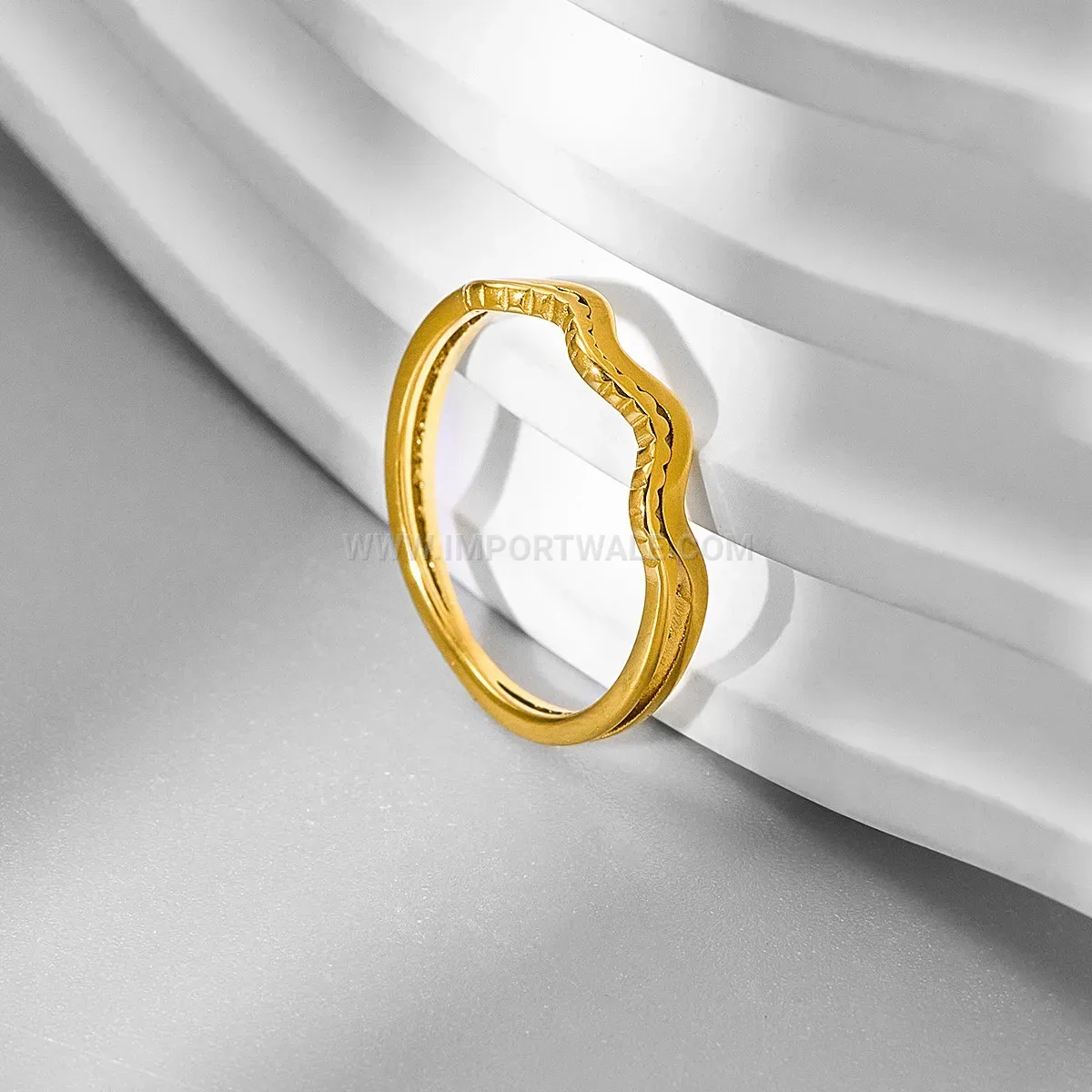 Minimalist Double Layer Wave Stainless Steel Band Ring