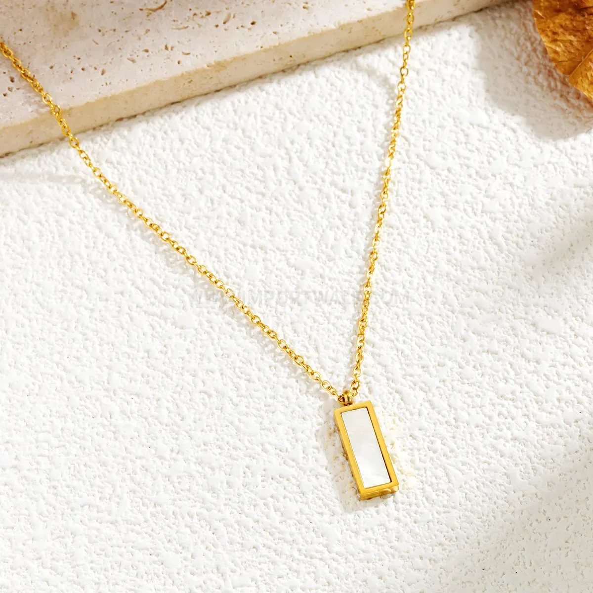 Premium Gold Stainless Steel Bead Chain Geometric Clavicle Necklace