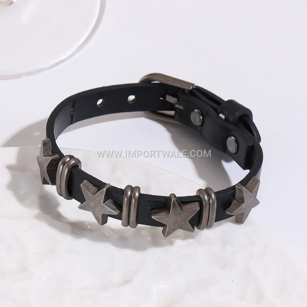 Vintage Rivet Star Adjustable Leather Cuff Bracelet