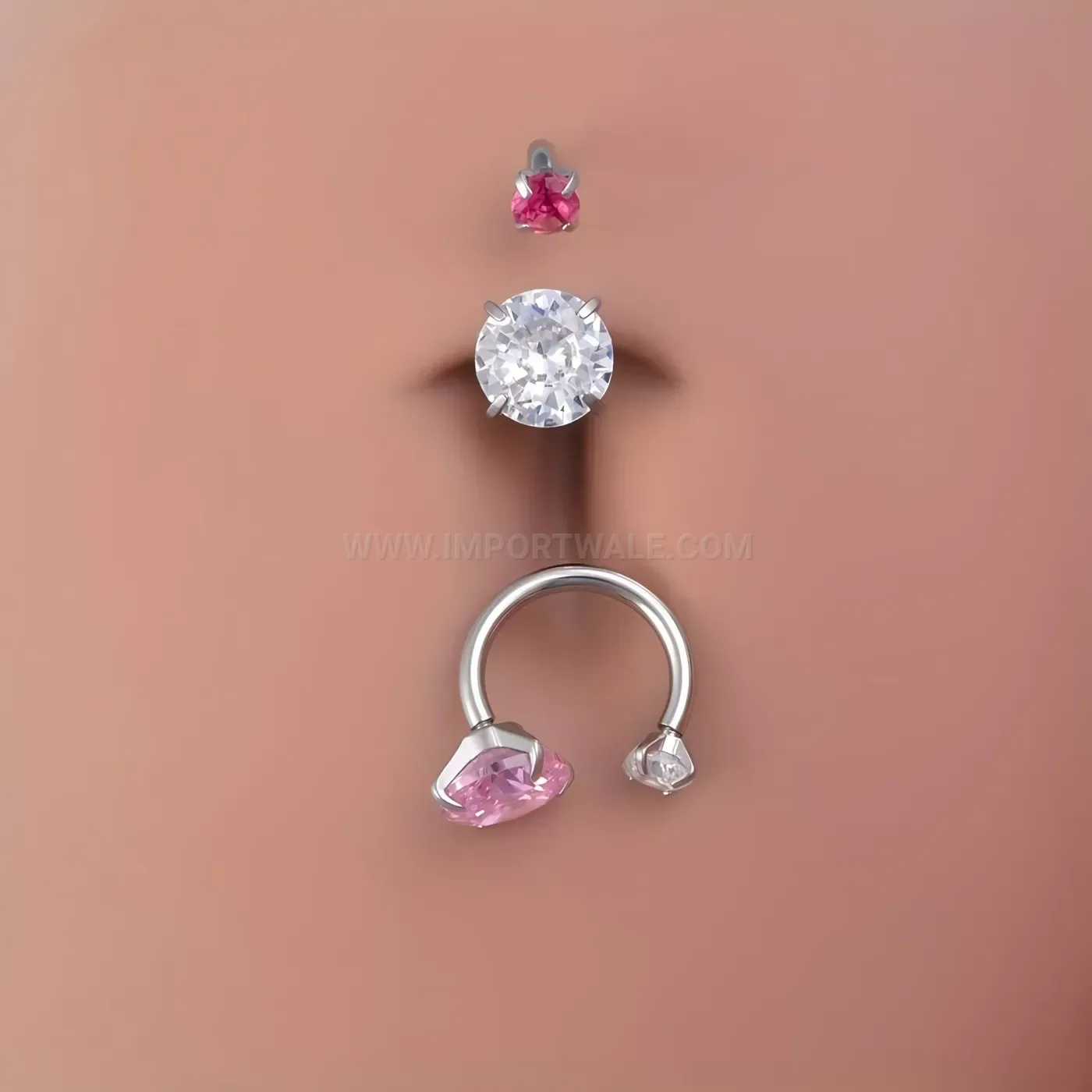 Fashion Stainless Steel Zircon Horseshoe Lip and Nose Piercing Ring
