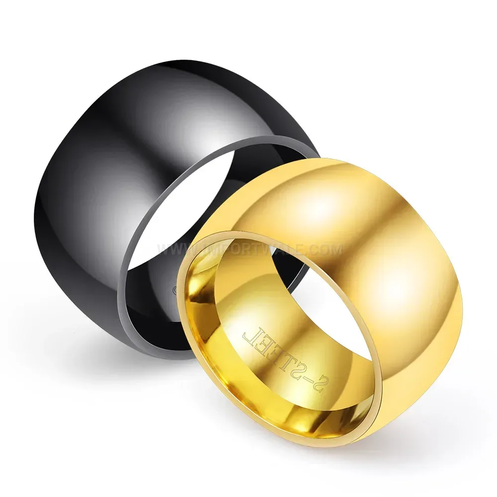 Classic Polished Stainless Steel Wide Band Ring for Men