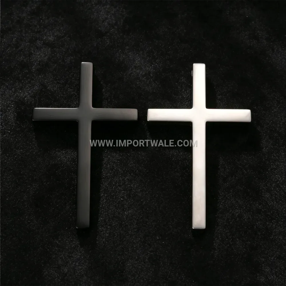 Polished Dimensional Stainless Steel Cross Pendant