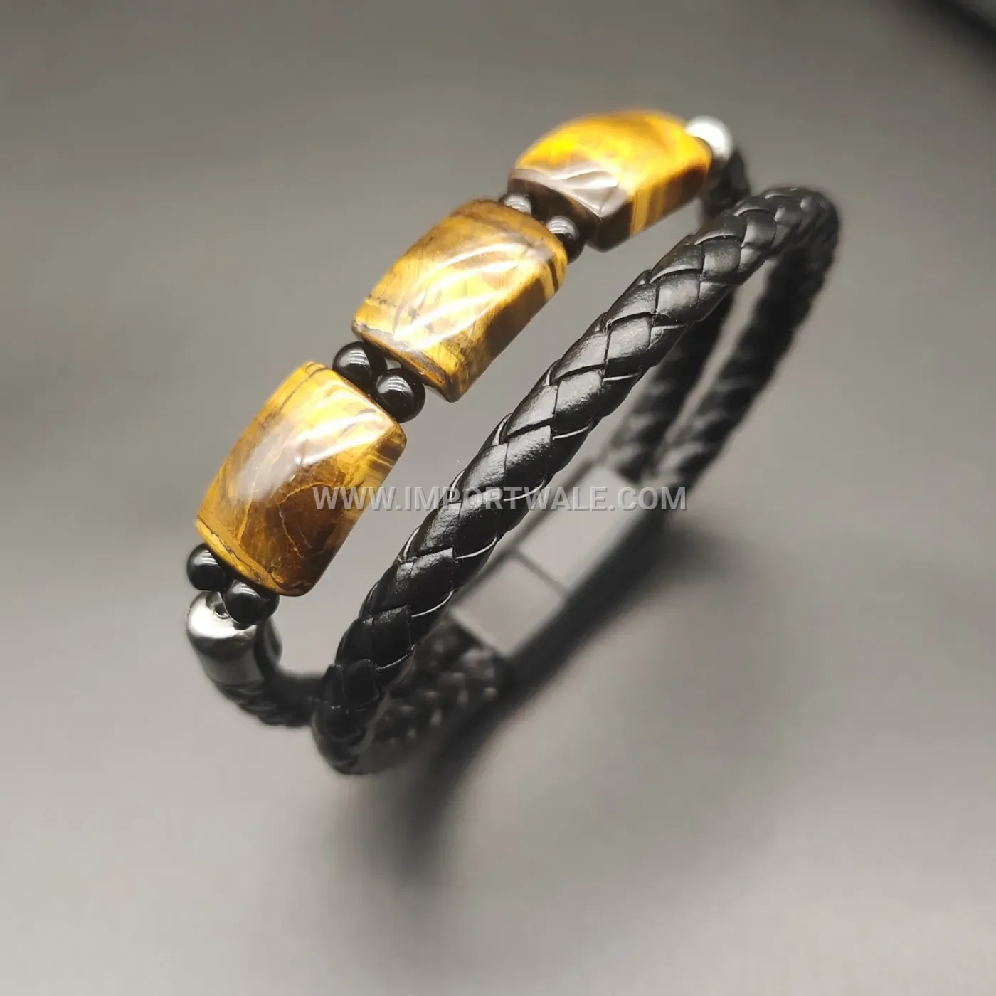 Multi Layer Woven Leather Tiger Eye Natural Stone Bracelet