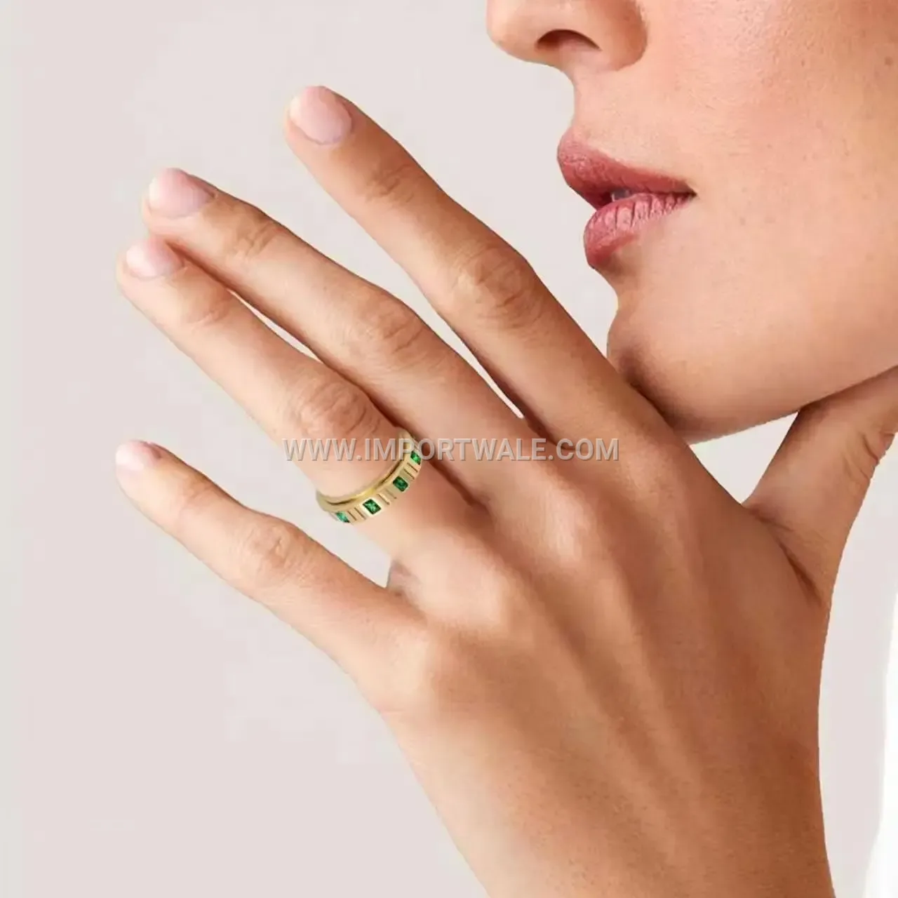 Micro Pave Zircon Stainless Steel Rotating Band Ring